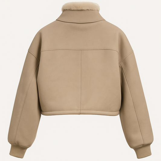 Giubotto corto Shearling double face con cappuccio