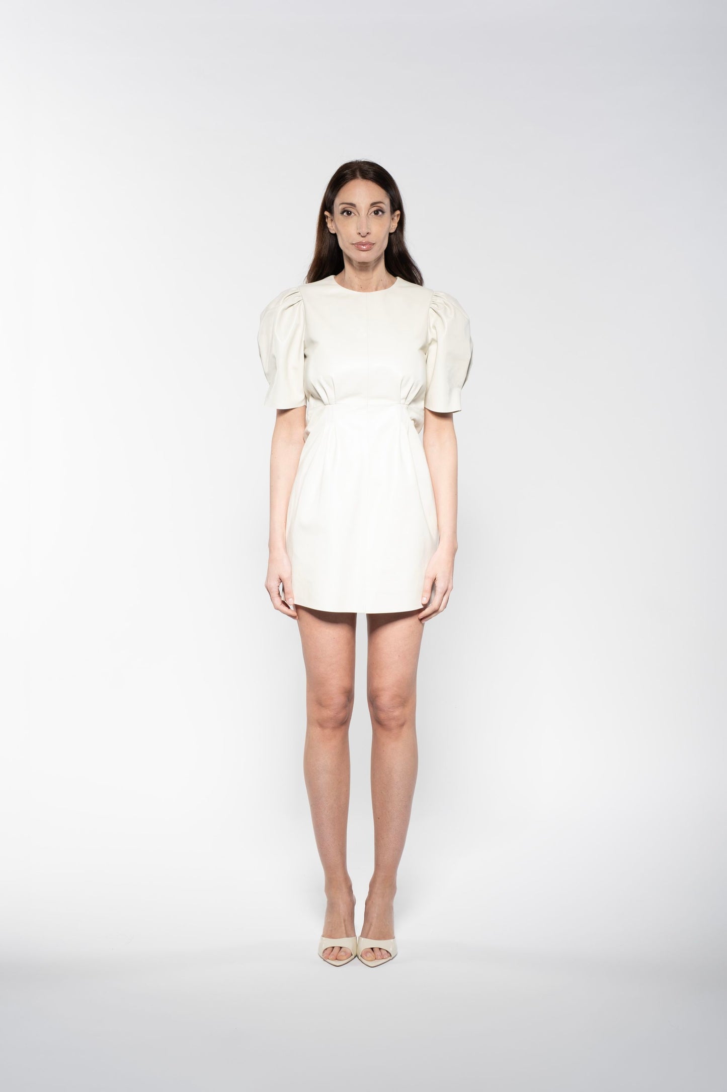 Short Dress - White Leather