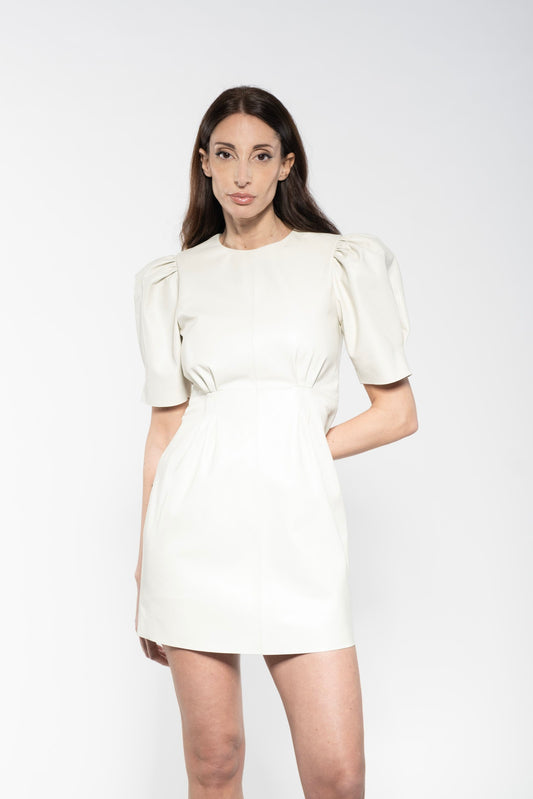 Short Dress - White Leather