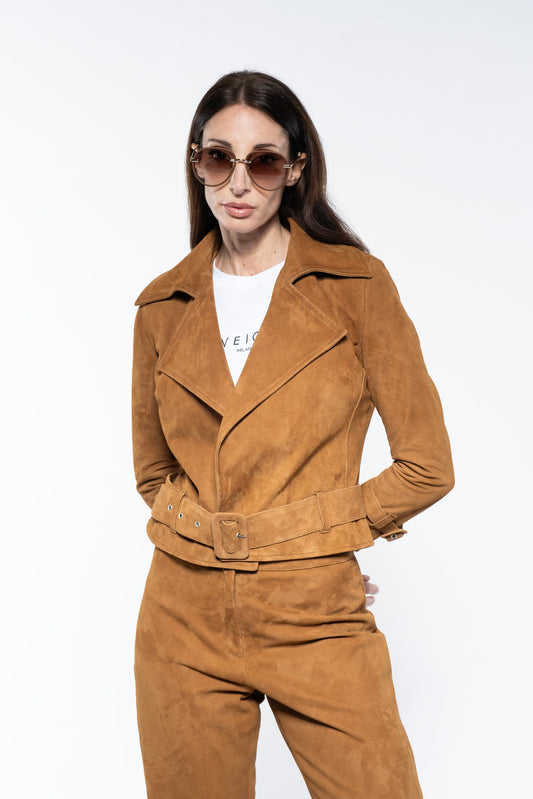 Biker Jacket - Brown Suede