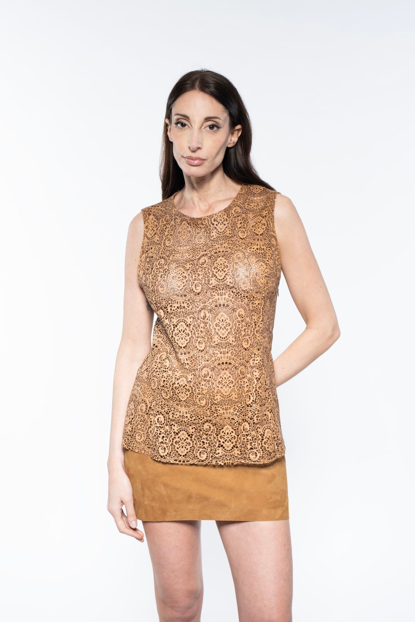 Laser Top - Tobacco Suede