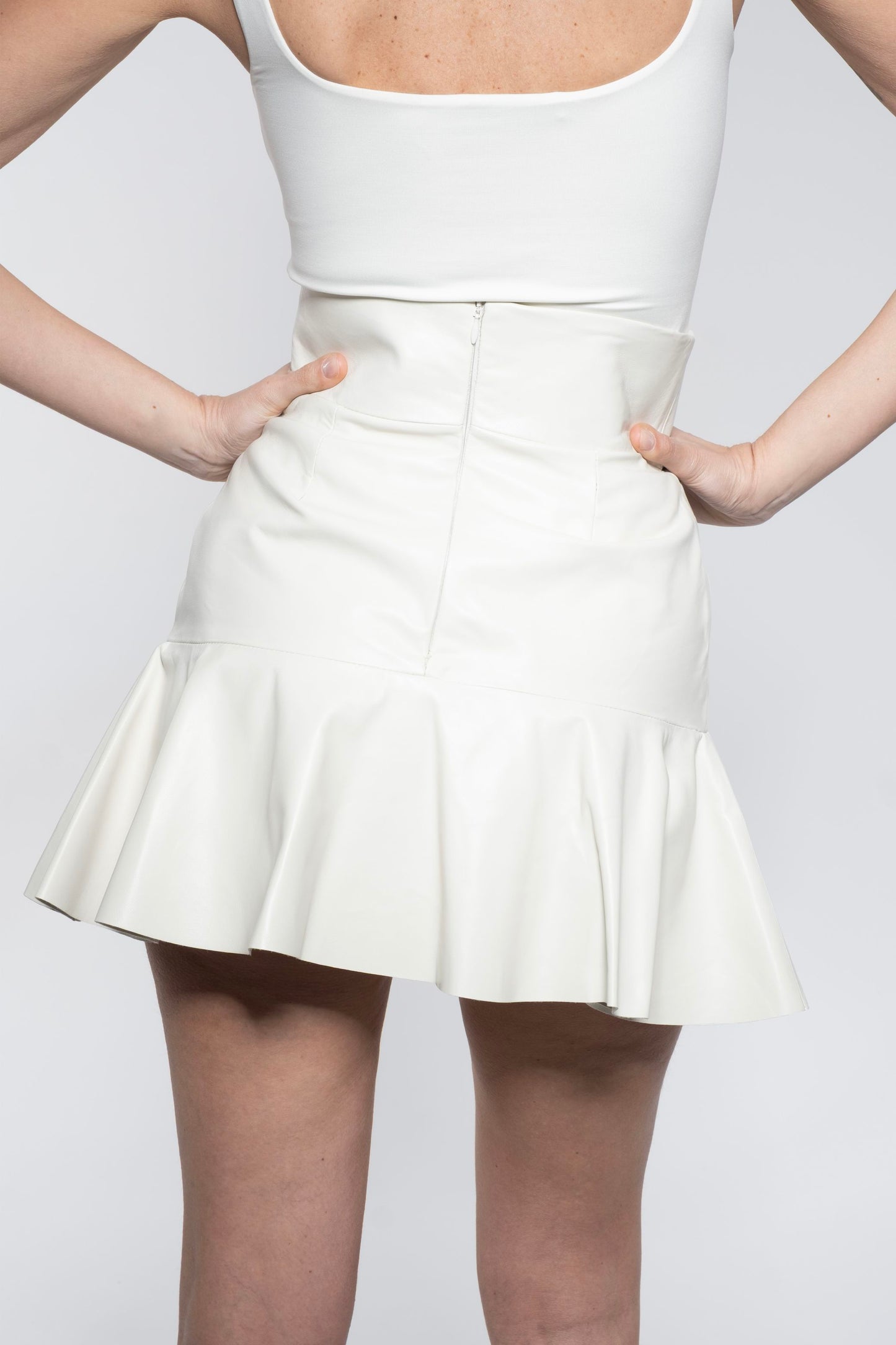 Volant Skirt - White Leather