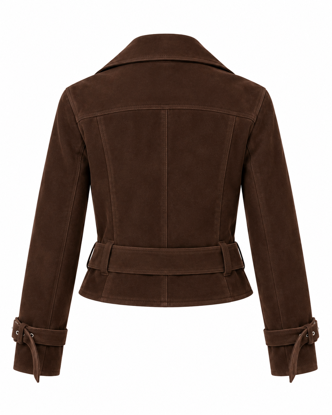 Giacca biker in suede con cintura Sibilla