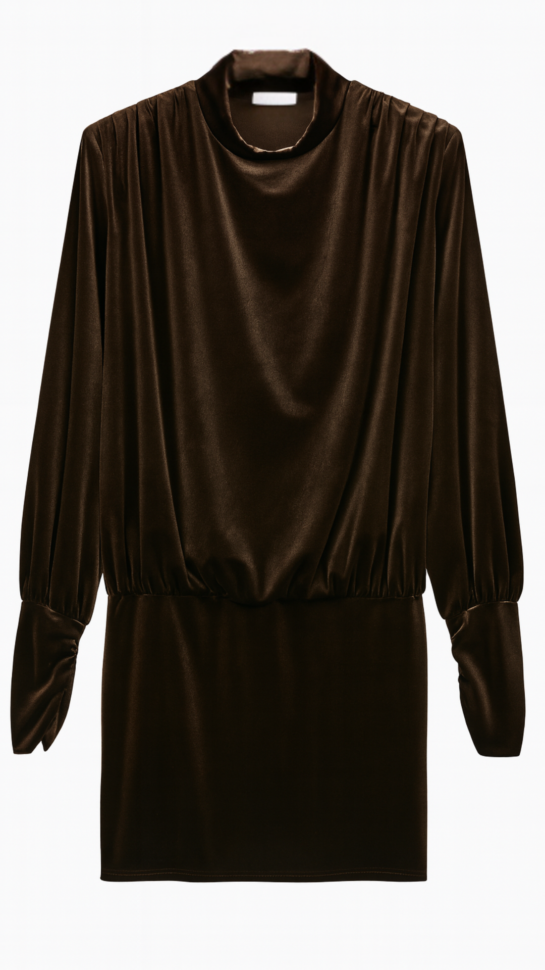 Abito corto con collo alto a fascia