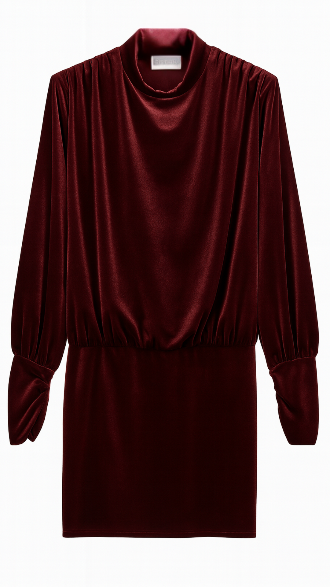 Abito corto con collo alto a fascia