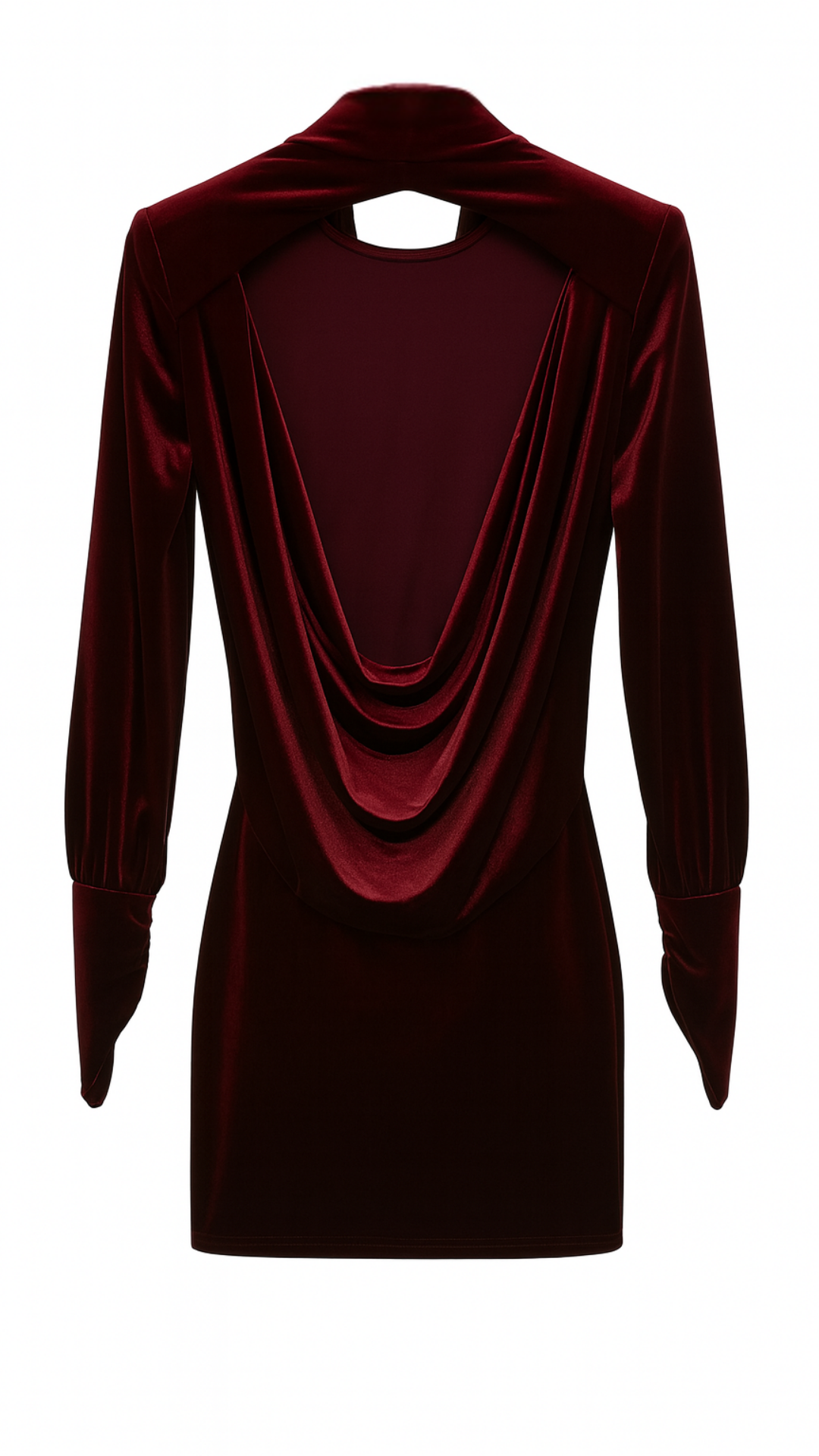 Abito corto con collo alto a fascia