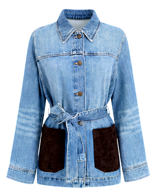 Giacca sahariana in Denim e inserti in Suede