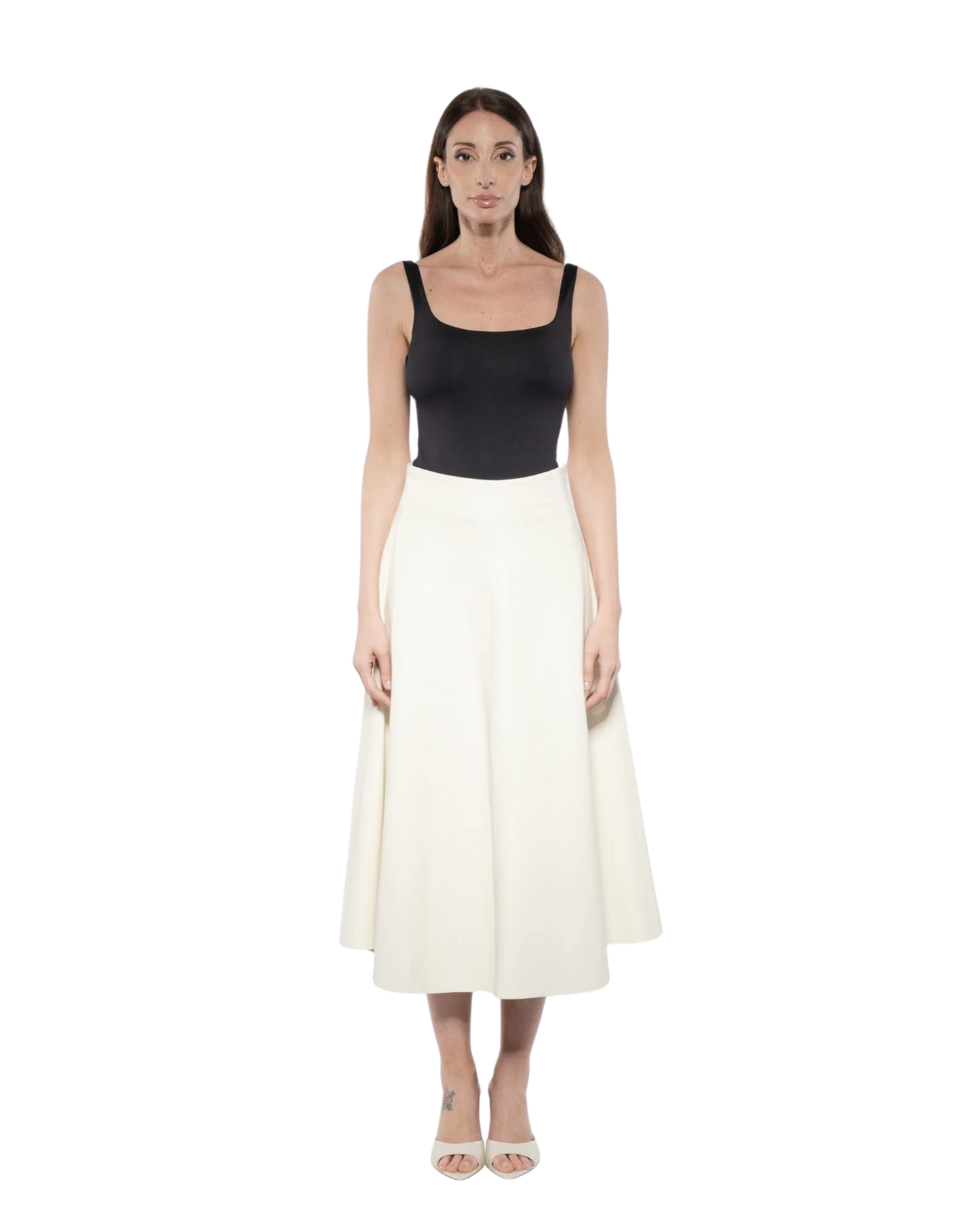 Long Skirt - White Leather