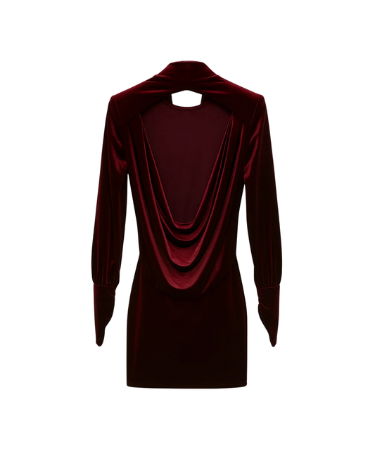 Abito corto con collo alto a fascia