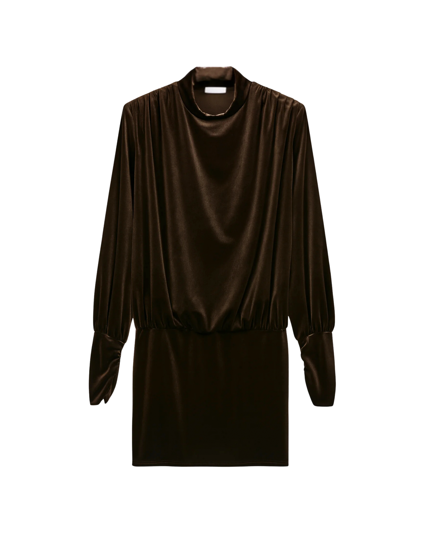 Short dress with a high band collar