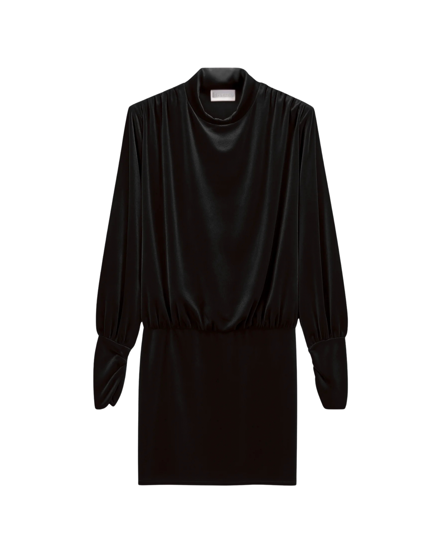 Short dress with a high band collar