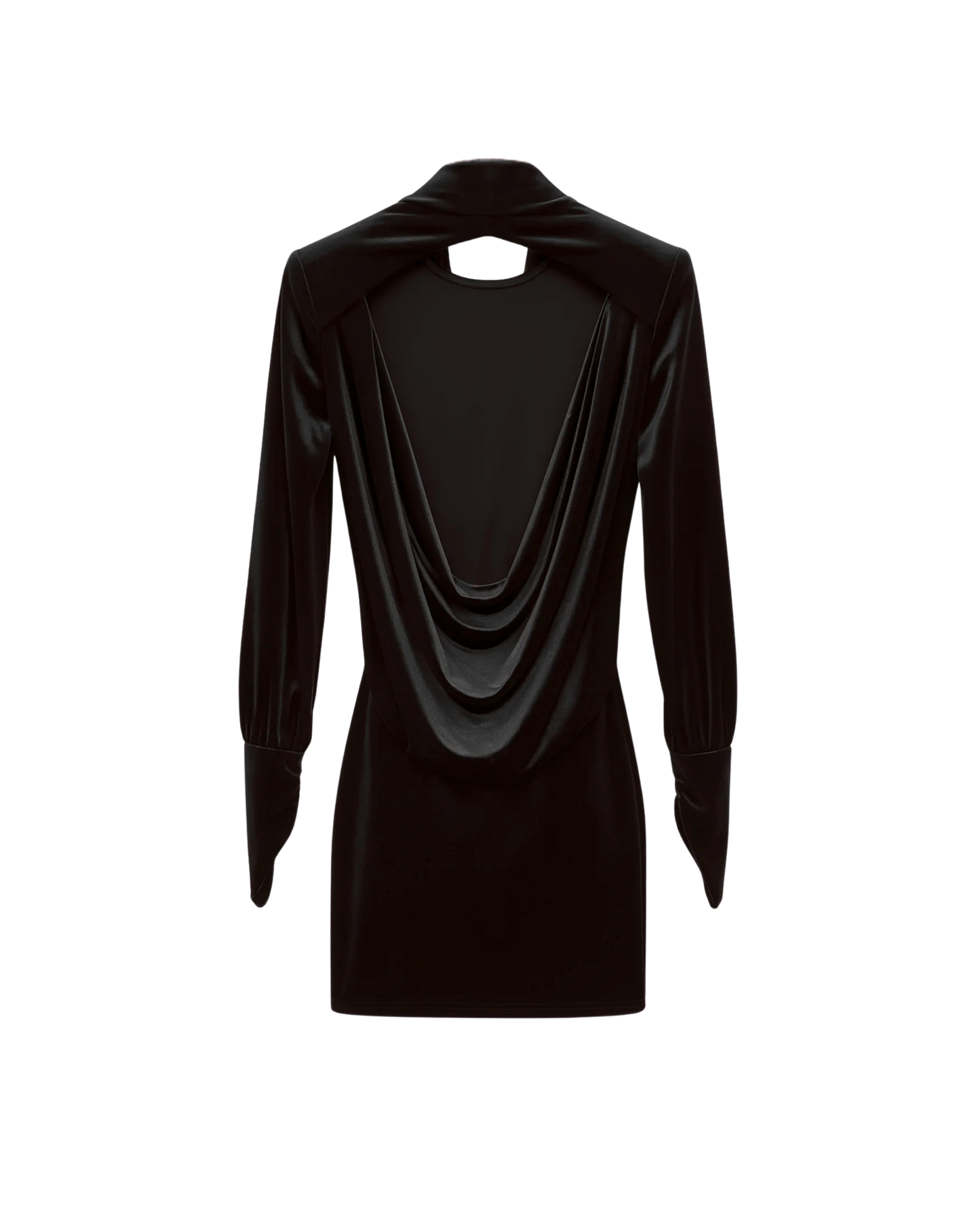 Short dress with a high band collar