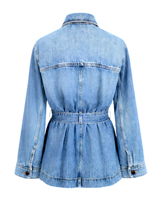 Giacca sahariana in Denim e inserti in Suede