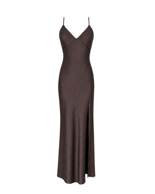 Vestito lungo con scollo e spacco