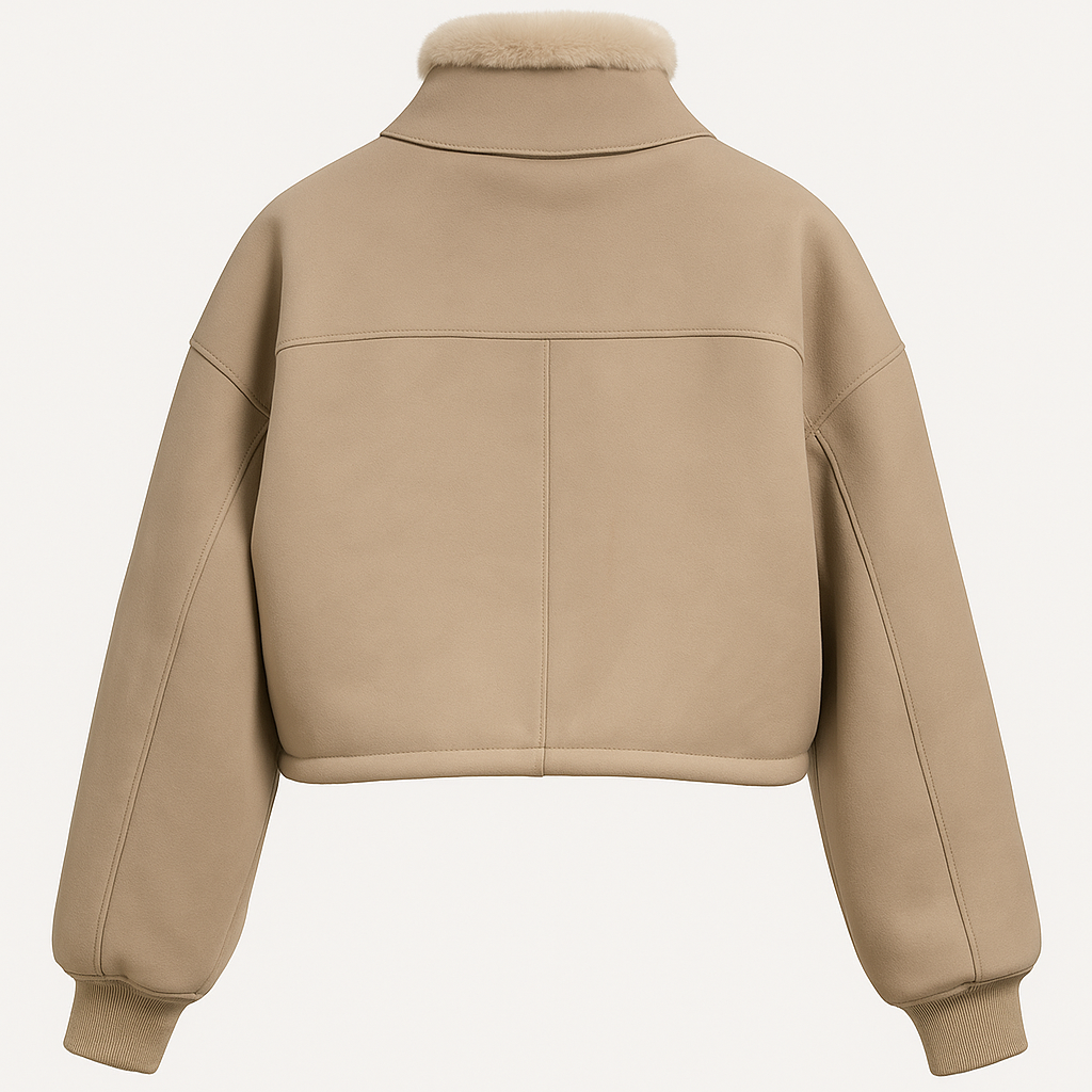 Giubotto corto Shearling double face con cappuccio