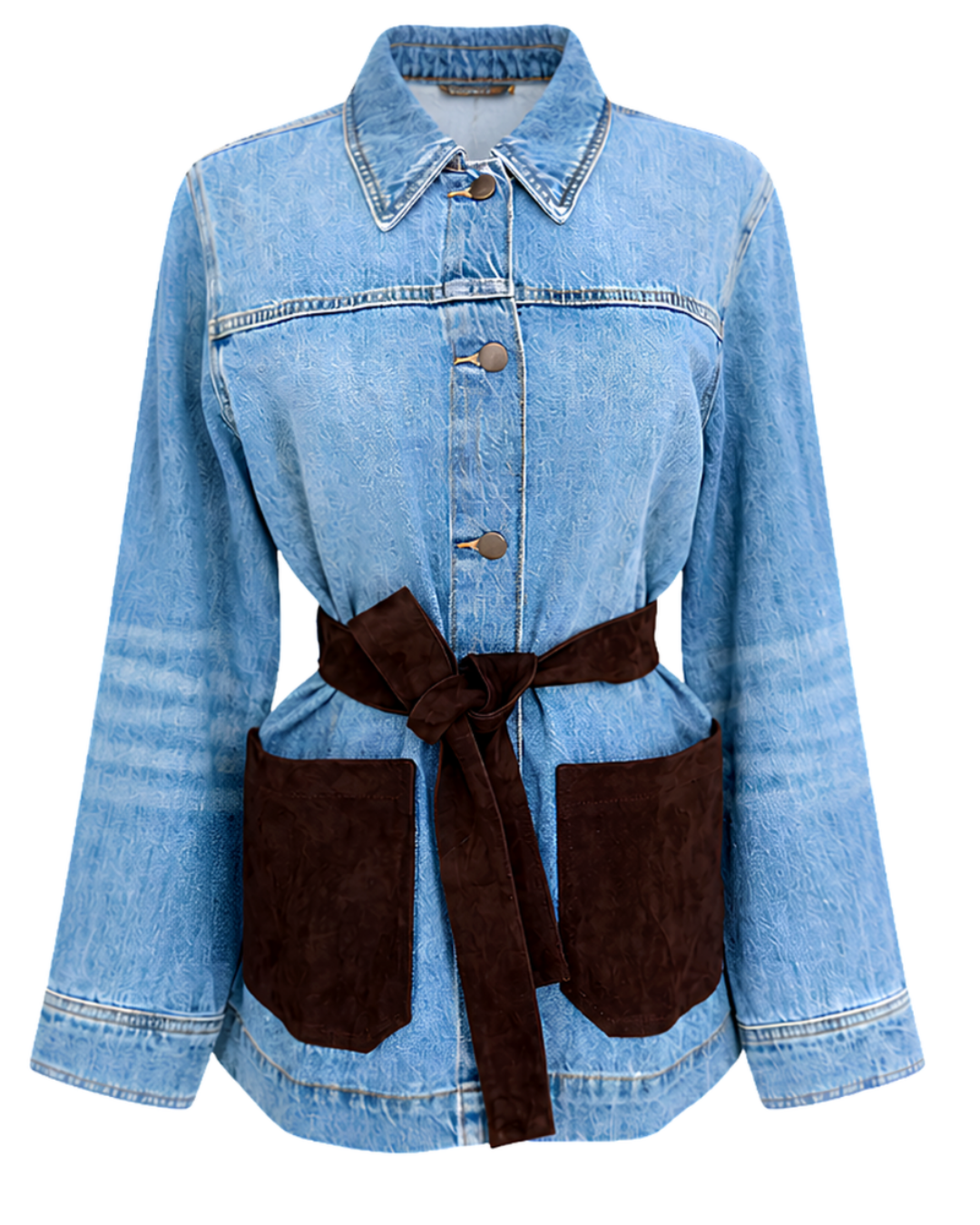 Giacca sahariana in Denim e inserti in Suede