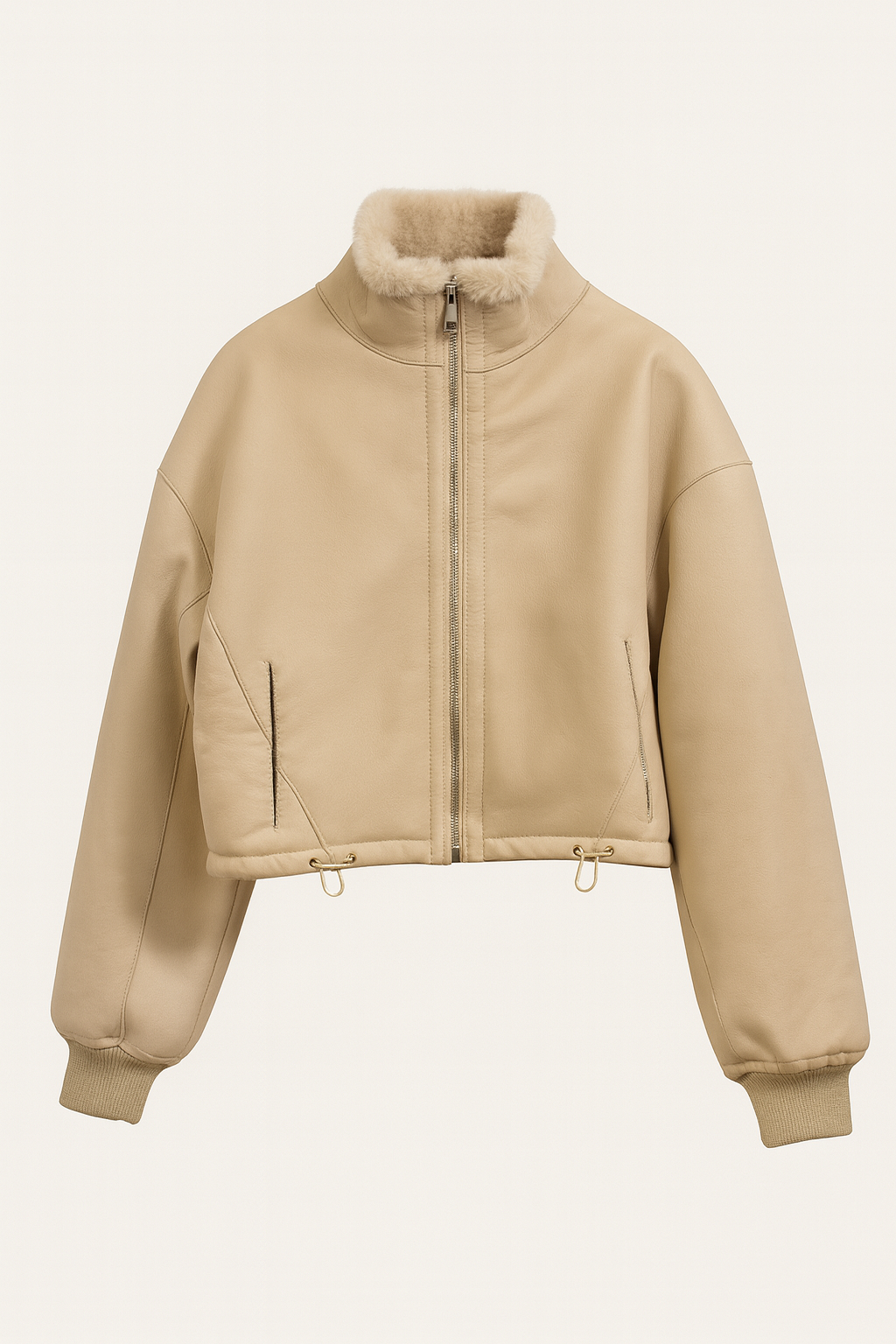 Giubotto corto Shearling double face con cappuccio