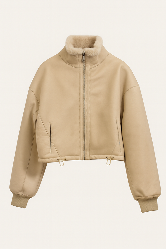 Giubotto corto Shearling double face con cappuccio