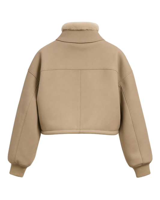 Giubotto corto Shearling double face con cappuccio