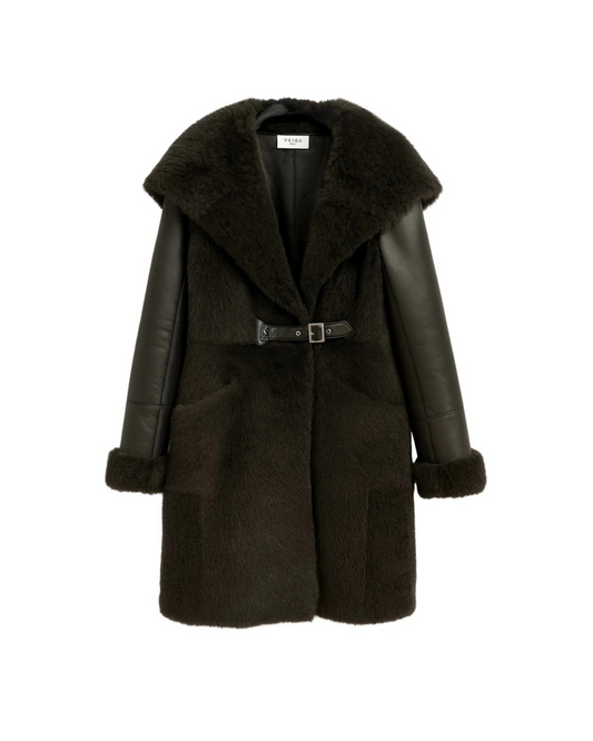 Cappotto Lungo in vero montone Shearling con pelo lungo