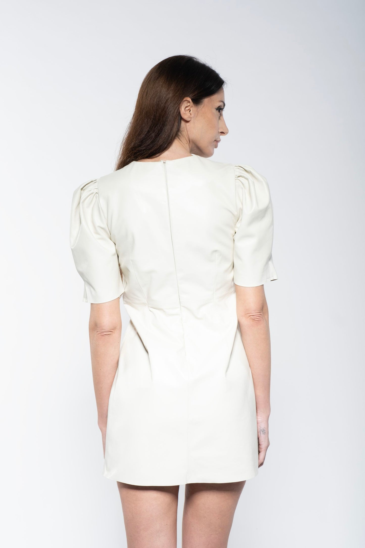 Short Dress - White Leather