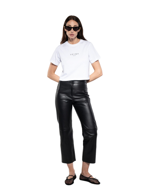 Cropped Pant - Black Leather
