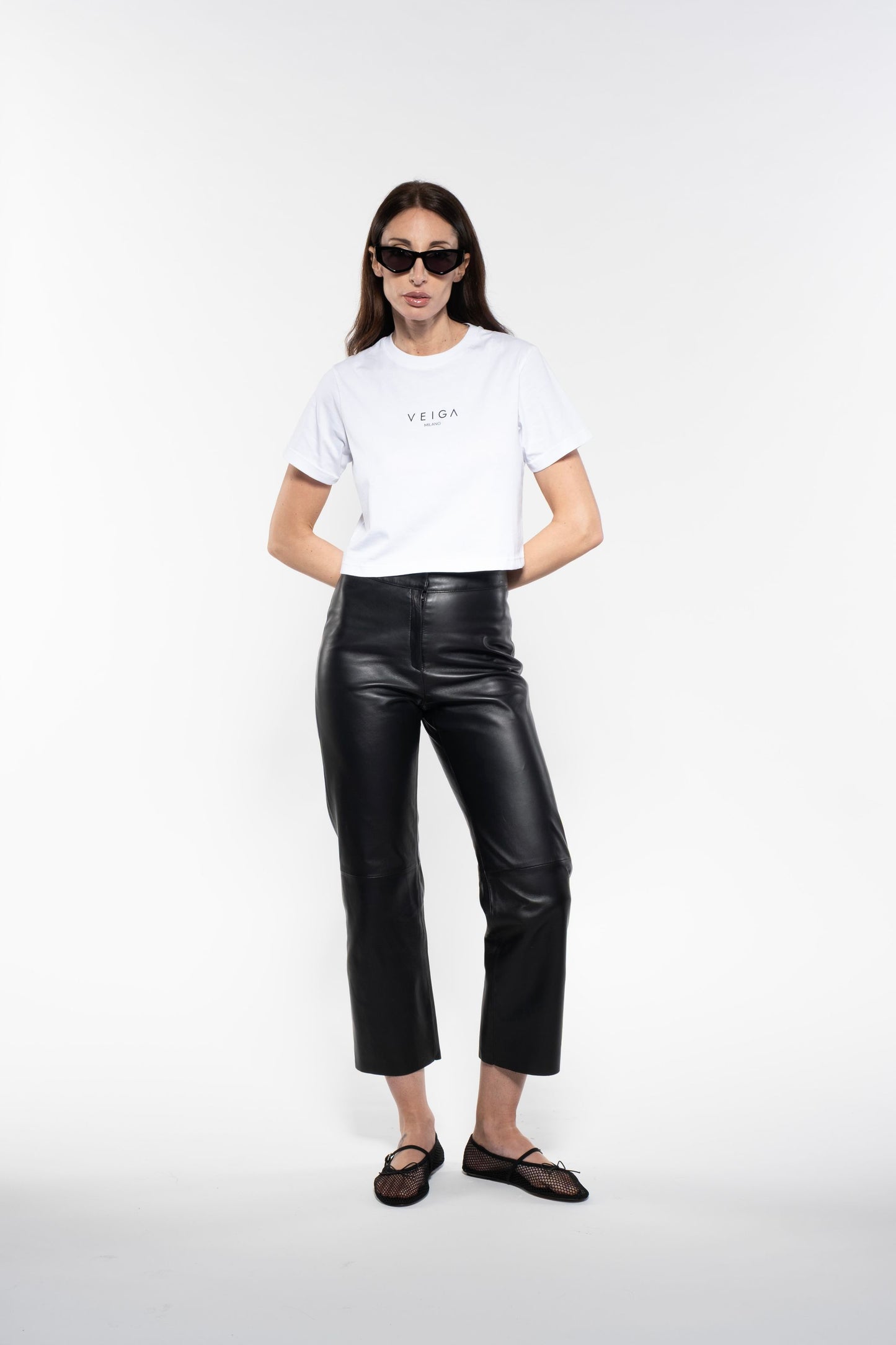Cropped Pant - Black Leather
