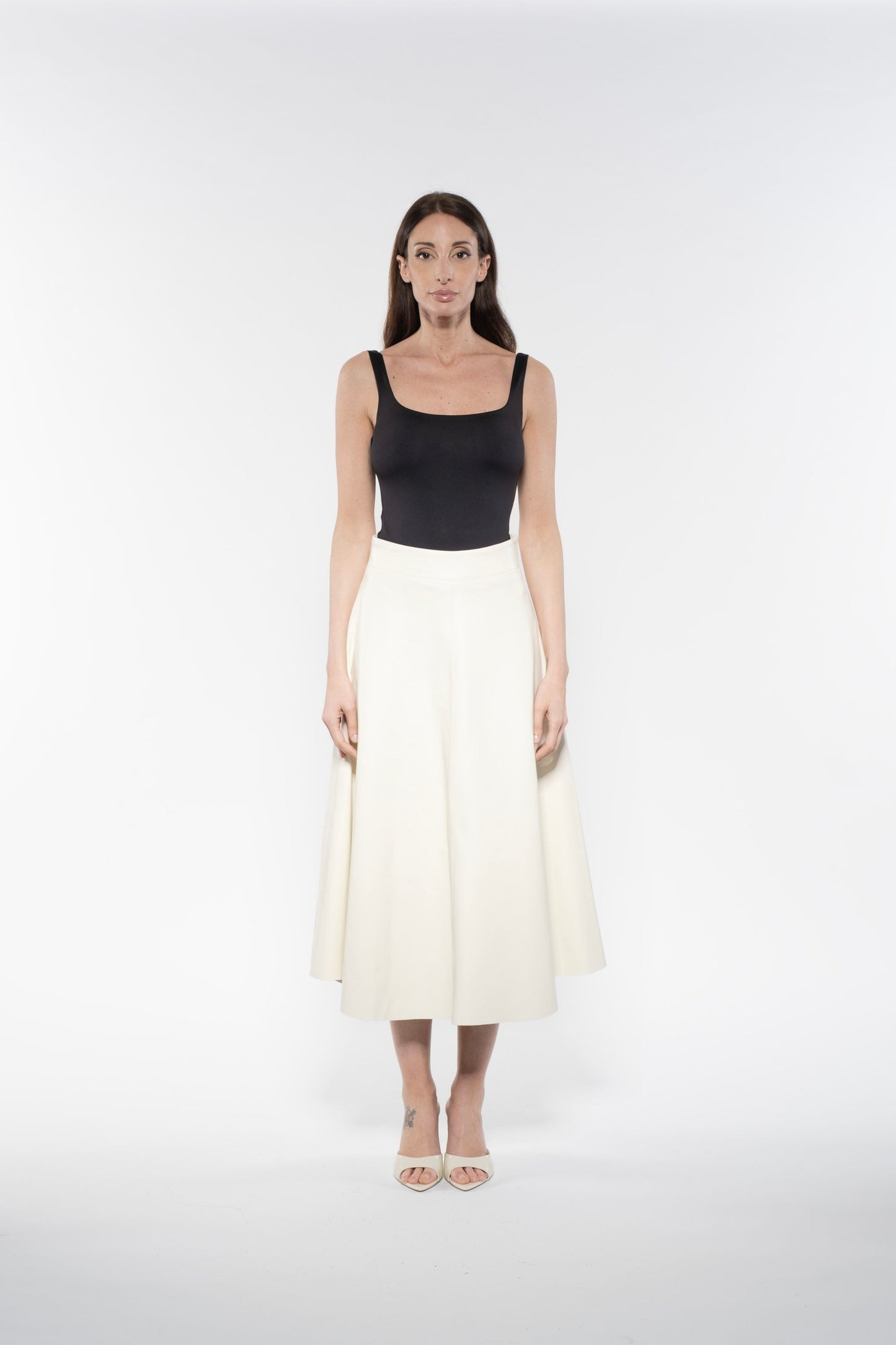 Long Skirt - White Leather