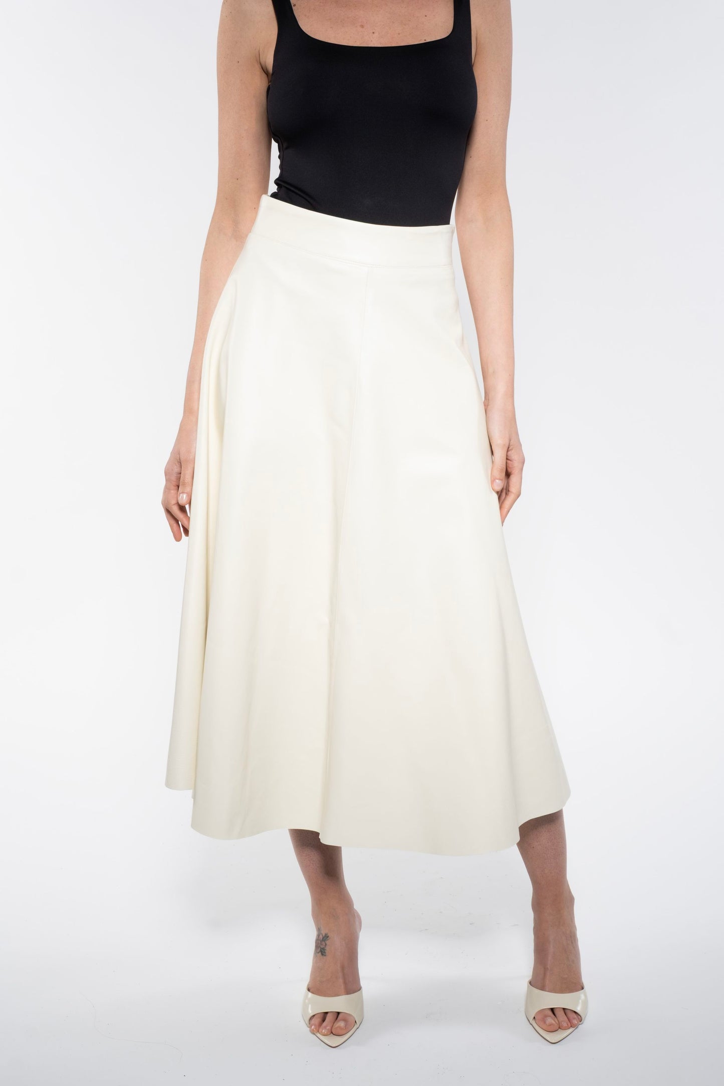 Long Skirt - White Leather