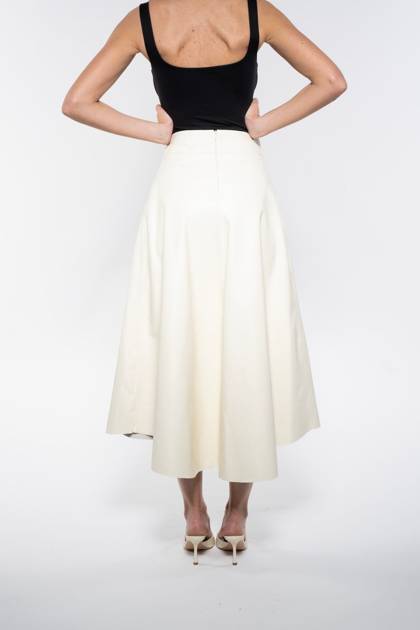 Long Skirt - White Leather
