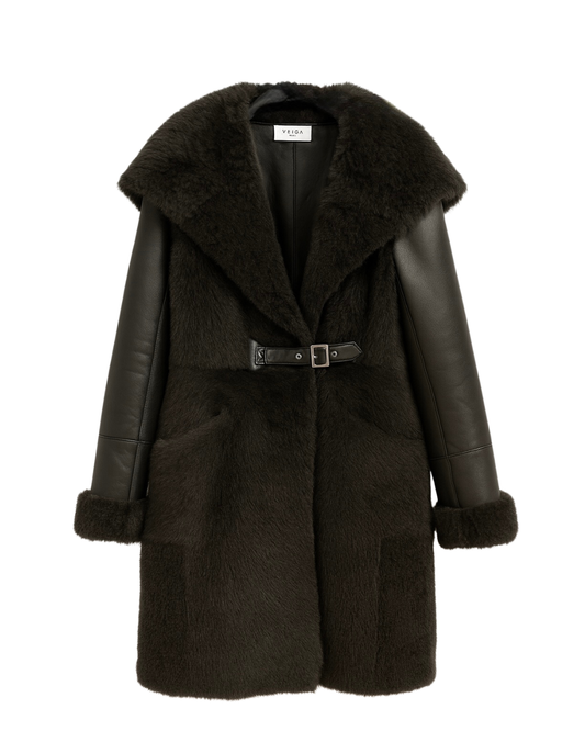 Cappotto Lungo in vero montone Shearling con pelo lungo