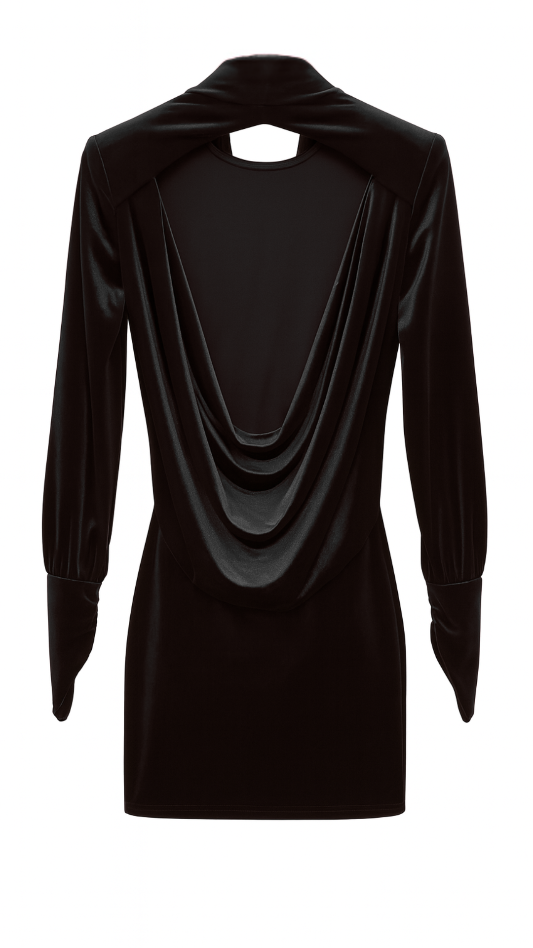 Abito corto con collo alto a fascia